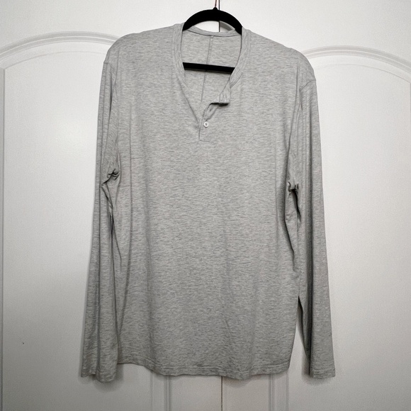 lululemon athletica Other - Lululemon 5 Year Basic Long Sleeve Henley shirt Heathered Core Ultra Light Grey